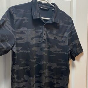 Travis Mathew Black and Gray Camouflage Polo Shirt